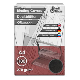 Coperta indosariere A4 ProfiOffice, carton negru, imitatie piele, 270g/mp, top cu 100 coli