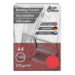 Coperta indosariere A4 ProfiOffice, carton rosu, imitatie piele, 270g/mp, top cu 100 coli