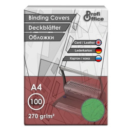 Coperta indosariere A4 ProfiOffice, carton verde, imitatie piele, 270g/mp, top cu 100 coli
