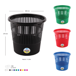 Cos de gunoi ARK 1238, pentru hartie, 11 litri, plastic, cu perforatii, rosu / negru