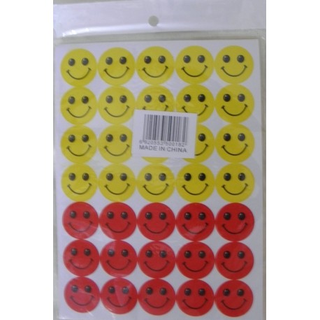 Set 10 folii cu Stickere Smiley rosu galben 