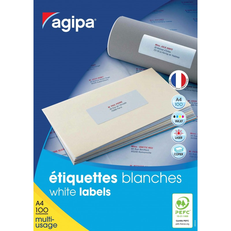 Etichete autocolante Agipa 101135/119014, 4/A4, 105x148.5mm, permanente, colturi drepte, alb, top 100 coli (400 etichete) Etichete autocolante Agipa 101135/119014, 4/A4, 105x148.5mm, permanente, colturi drepte, alb, top 100 coli (400 etichete)