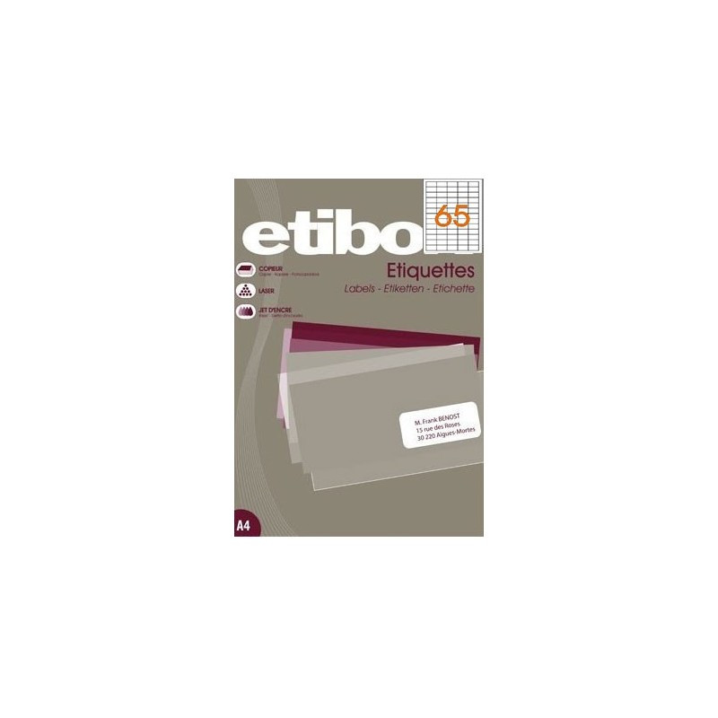Etichete autocolante Etibox 119770, 65/A4, 38x21.2mm, permanente, colturi drepte, alb, top 100 coli (6500 etichete) Etichete autocolante Etibox 119770, 65/A4, 38x21.2mm, permanente, colturi drepte, alb, top 100 coli (6500 etichete)