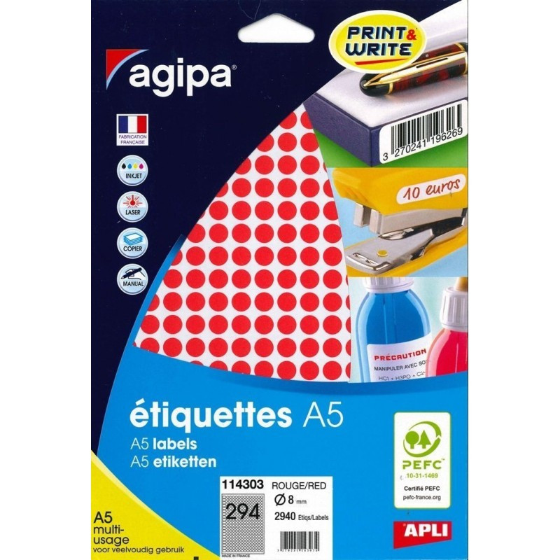 Etichete autocolante Agipa 114303, 294/A5, 8mm, permanente, rotund, rosu, top 10 coli (2940 etichete) Etichete autocolante Agipa 114303, 294/A5, 8mm, permanente, rotund, rosu, top 10 coli (2940 etichete)
