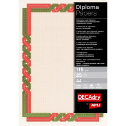 Hartie tip diploma A4 DECAdry Spiral OSD4057, 115g/mp, rosu / verde, set 25 coli