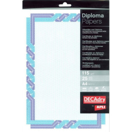 Hartie tip diploma A4 DECAdry Spiral OSD4058, 115g/mp, albastru / cyan, set 25 coli