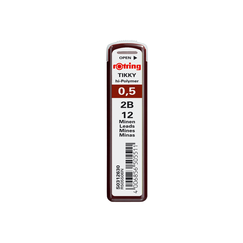 Mine creion mecanic Rotring Tikky, 0.5mm, 2B, set 12 buc Mine creion mecanic Rotring Tikky, 0.5mm, 2B, set 12 buc