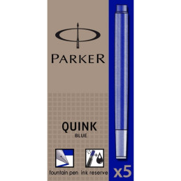 Patroane cerneala lungi (rezerve) Parker Quink 1950384, cerneala albastra, set 5 buc