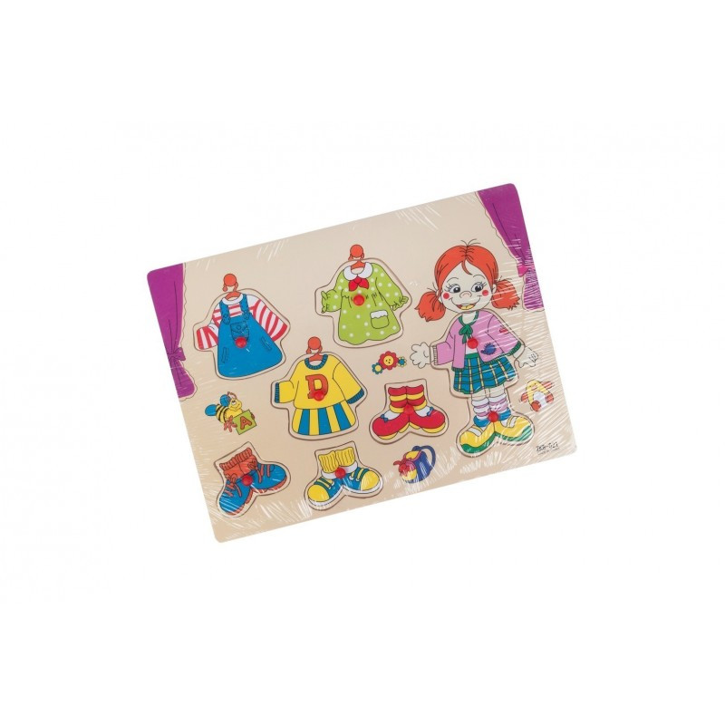 Puzzle lemn educativ - Imbraca fetita, 8 piese, 3+ ani, Colorarte, ZKB021 Puzzle lemn educativ - Imbraca fetita, 8 piese, 3+ ani, Colorarte, ZKB021