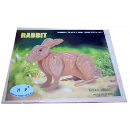 Puzzle lemn 3D - Iepure, 2 foi, Colorarte, M004A-2/HS1041-2