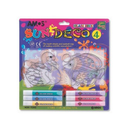 Set creativ, 6culori x 10.5ml, 2 sabloane mari, diverse culori, Amos, Sun Deco IV, SD10B6-D3