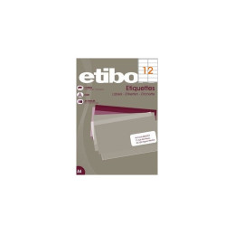 Etichete autocolante Etibox 119774, 12/A4, 105x48mm, permanente, colturi drepte, alb, top 100 coli (1200 etichete)