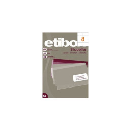 Etichete autocolante Etibox 119773, 8/A4, 105x70mm, permanente, colturi drepte, alb, top 100 coli (800 etichete)