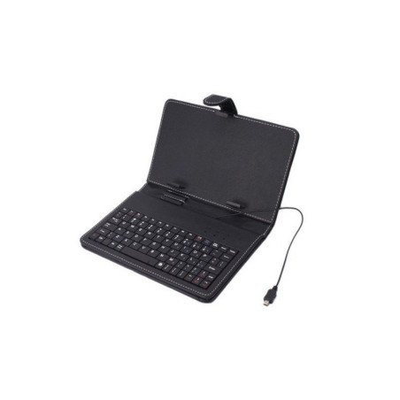 Husa tableta 7" Omega QWERTY, cu tastatura si stylus, adaptor microUSB, inchidere magnetica, imitatie piele, negru, OCT7KB 41607