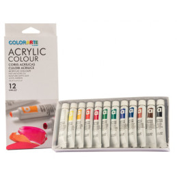 Culori acrilice Colorarte, 12 culori x 12ml, EA1212C