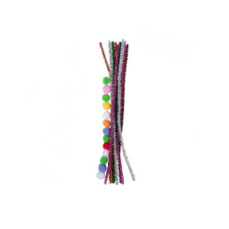 Accesorii creatie - sarma plusata, 18mm, cu Pom Pom, set 25 buc, Colorarte