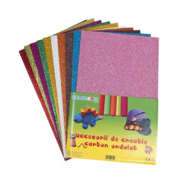 Hartie gumata A4, 2mm, diverse culori, cu sclipici, set 10 coli, Colorarte