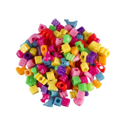 Accesorii creatie - margele plastic, diverse modele, didactic, 50g, set 150-250 buc, Colorarte