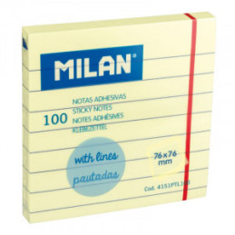 BLOC NOTES ADEZIV 76X76 LINIAT GALBEN PAL MILAN 4151PTL100