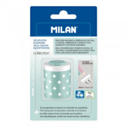 ASCUTITOARE PLASTIC DUBLA CU CONTAINER ANTIBACTERIAL BLISTER MILAN BWM10448IBGGR