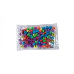 Accesorii creatie - margele alfabet plastic, diverse culori, rotunde, set 60-80 buc, Colorarte