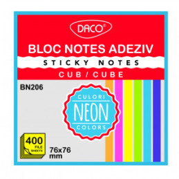 BLOC NOTES ADEZIV CUB 400 FILE 76X76 6 CUL DACO BN206