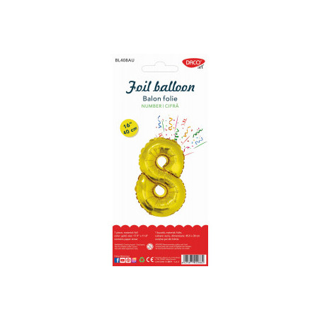 BALON FOLIE CIFRA 8 AURIU 40 CM DACO BL408AU