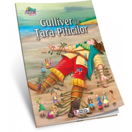 Carte de colorat A5, Cu poveste - Guliver in tara piticilor, Unicart