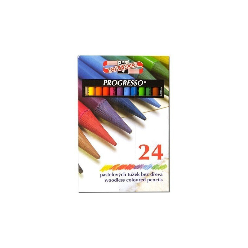 Creioane colorate fara lemn Koh-i-noor Progresso K8758-24, 24 culori, cutie carton Creioane colorate fara lemn Koh-i-noor Progresso K8758-24, 24 culori, cutie carton