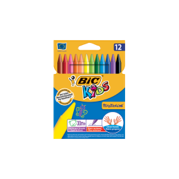 Creioane cerate Bic Kids Plastidecor, 12 culori, blister carton