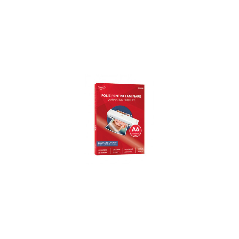 FOLIE LAMINARE A6 80 MICRONI 100/TOP DACO FO680 FOLIE LAMINARE A6 80 MICRONI 100/TOP DACO FO680
