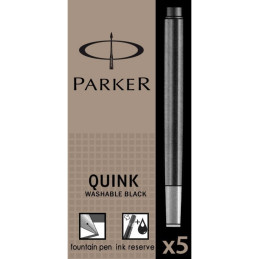 Patroane cerneala lungi (rezerve) Parker Quink, cerneala neagra, set 5 buc
