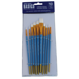 Pensula Magi-Wap BREA1013K, varf nylon rotund, lat, lat oblic, pictura cu ulei/culori acrilice/acuarele, set 10 buc