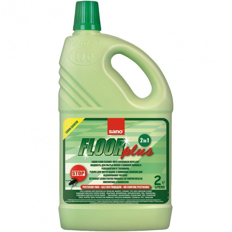 Detergent pentru pardoseli Sano Floor Plus, Lemon, 2l, 2in1, concentrat Detergent pentru pardoseli Sano Floor Plus, Lemon, 2l, 2in1, concentrat