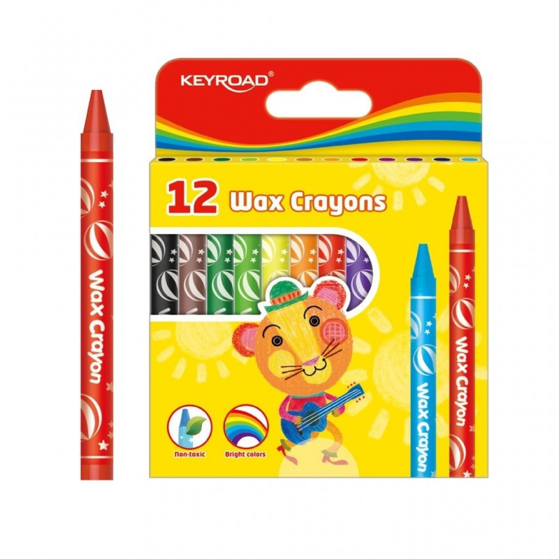 Creioane cerate Keyroad KR971303, 12 culori, blister carton Creioane cerate Keyroad KR971303, 12 culori, blister carton