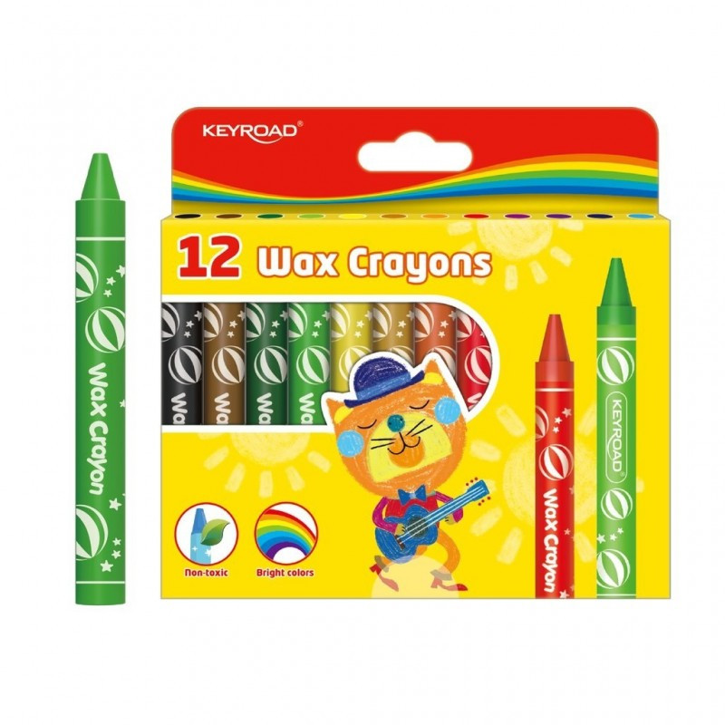 Creioane cerate Keyroad Jumbo KR971305, 12 culori, blister carton Creioane cerate Keyroad Jumbo KR971305, 12 culori, blister carton