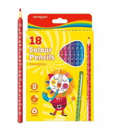 Creioane colorate Keyroad KR971275, triunghiulare, 18 culori, blister carton
