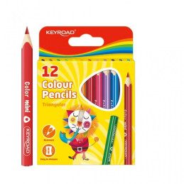 Creioane colorate Keyroad KR971285, triunghiulare, 12 culori, blister carton