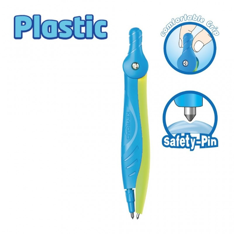 Compas plastic cu mina safety-pin Keyroad Flow, KR971533, 1 bucata/blister carton Compas plastic cu mina safety-pin Keyroad Flow, KR971533, 1 bucata/blister carton