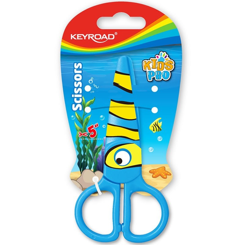 Foarfeca Keyroad Kids Pro KR971403, 13.0cm, plastic, prescolari, peste albastru, blister Foarfeca Keyroad Kids Pro KR971403, 13.0cm, plastic, prescolari, peste albastru, blister