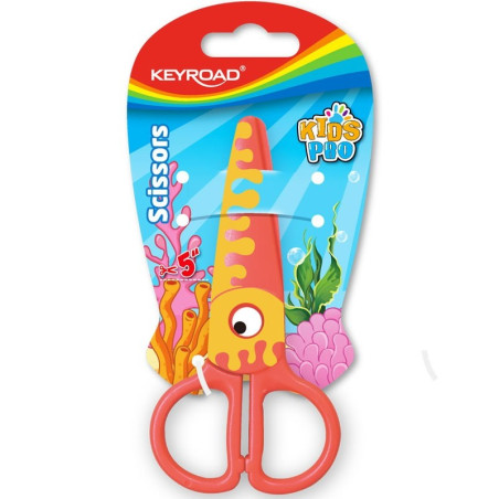 Foarfeca Keyroad Kids Pro KR971405, 13.0cm, plastic, prescolari, peste portocaliu, blister