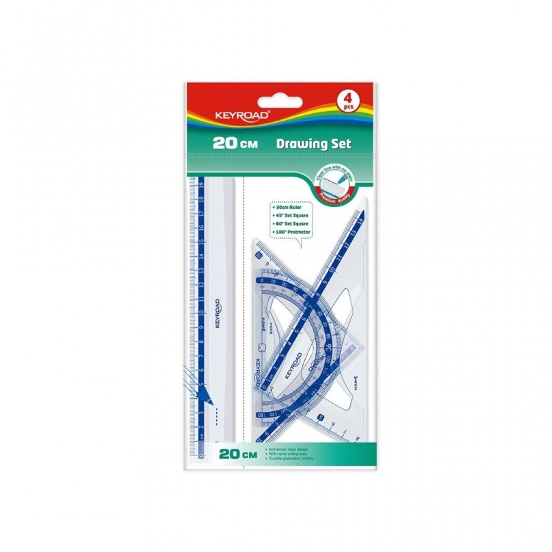 Set geometrie Keyroad KR971247, 20cm, PVC, blister 4 piese Set geometrie Keyroad KR971247, 20cm, PVC, blister 4 piese