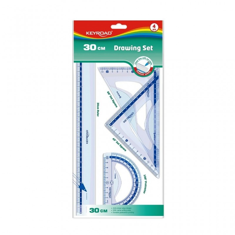 Set geometrie Keyroad KR971429, 30cm, PVC, blister 4 piese Set geometrie Keyroad KR971429, 30cm, PVC, blister 4 piese