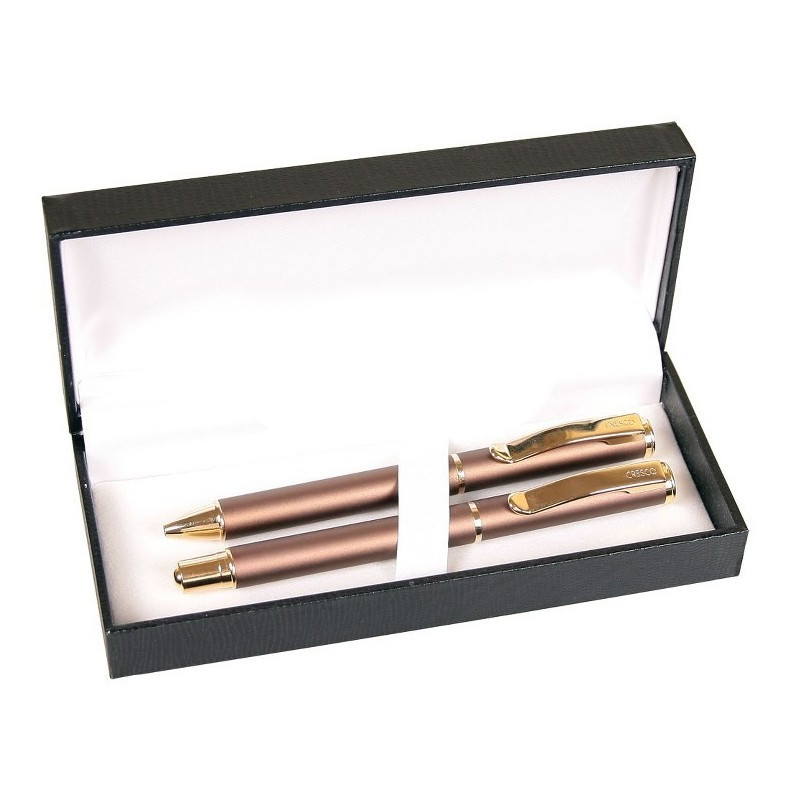 Set cadou stilou + pix Cresco Exclusive S 830146 ES-02, corp metalic bronz clips auriu Set cadou stilou + pix Cresco Exclusive S 830146 ES-02, corp metalic bronz clips auriu