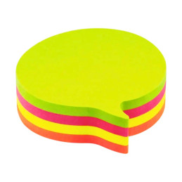 Notes adeziv Office Cover SN4505B, 100 coli, 75x75mm, 5 culori neon, forma balon, blister