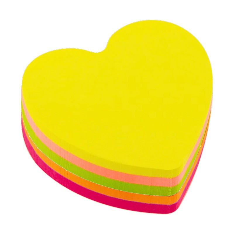 Notes adeziv Office Cover SN4505I, 100 coli, 75x75mm, 5 culori neon, forma inima, blister Notes adeziv Office Cover SN4505I, 100 coli, 75x75mm, 5 culori neon, forma inima, blister