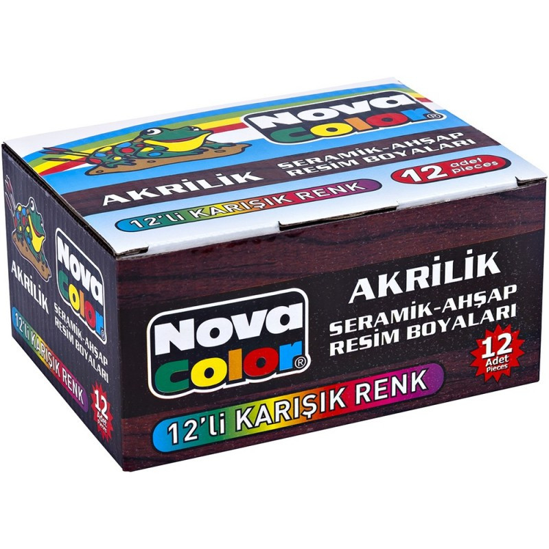 Culori acrilice Nova Color, 12 culori x 30ml, NC-179 Culori acrilice Nova Color, 12 culori x 30ml, NC-179