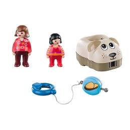 Playmobil - 1.2.3 Mama Si Fetita Cu Masinuta Catel