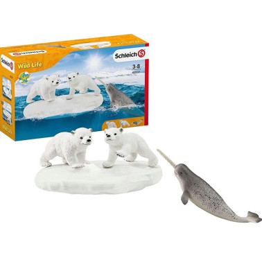 Set Schleich 42531, Banc de gheata cu ursi polari si narval