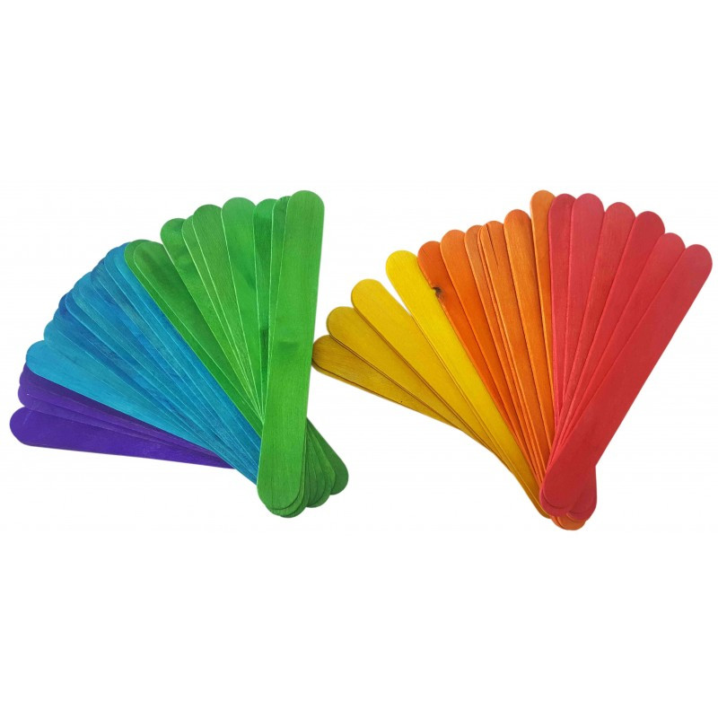 Accesorii creatie - lemn - betisoare late, diverse culori, 2x14.5cm, set 50 buc, Colorarte Accesorii creatie - lemn - betisoare late, diverse culori, 2x14.5cm, set 50 buc, Colorarte